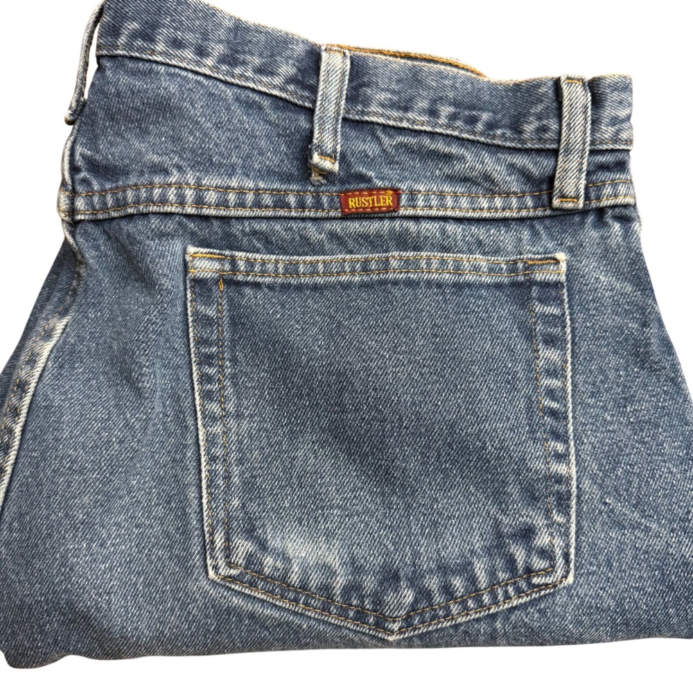 Rustler Mens Blue Denim Jeans Size 40x30 Straight Leg Classic Fit‎